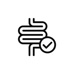 Healthy intestine icon with check mark for digestive health concept