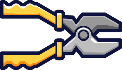 Professional metal plier hand tool icon. Isolated vector graphic for industrial, maintenance, and hardware concepts.