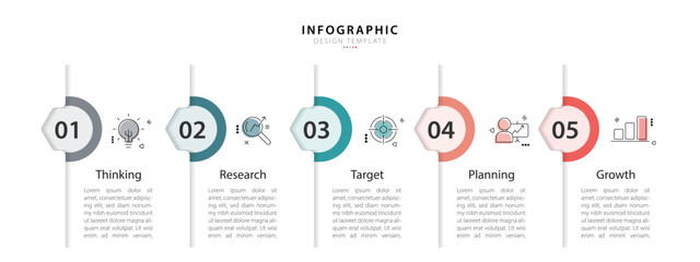 Timeline Creator infographic template. 5 Step timeline journey, calendar Flat simple infographics design template. presentation graph. Business concept with 5 options, gantt vector illustration.