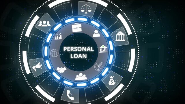 Loan personal finance concept. Business, technology, internet and networking concept grid and map background. digital loan system
