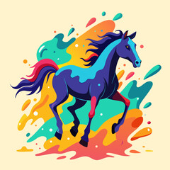 splash art style horse vector illustration