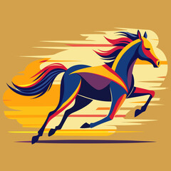 A racehorse mid-run with motion lines and dynamic speed effects