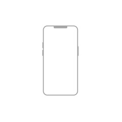 Smartphone with a blank screen on a white background. Smartphone mockup closeup isolated on white background