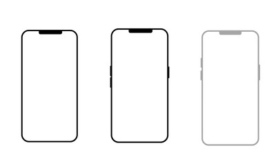 Smartphone with a blank screen on a white background. Smartphone mockup closeup isolated on white background
