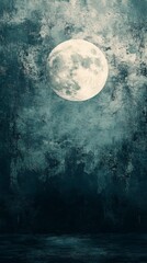 Fototapeta premium Full Moon Glowing in Dark Textured Sky Night Theme