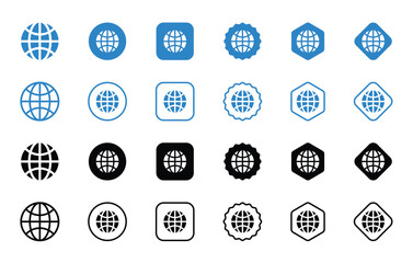 Blue and black globe world, earth, internet, website, global icon set