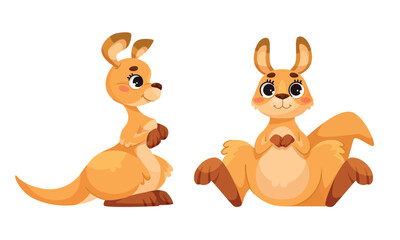 Adorable and Cute Cartoon Kangaroo Illustration Perfect for Engaging Childrens Media