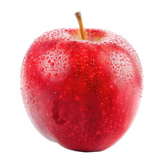 Single, vibrant red apple, wet with water droplets
