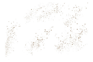 Splatter flying cocoa powder dust particles grunge texture isolated background design set