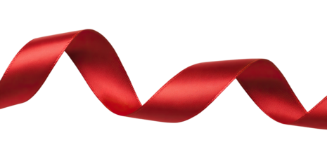 Red ribbon in a wavy pattern against a black background