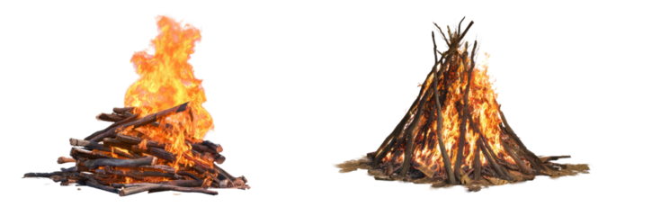 Two campfires burning brightly