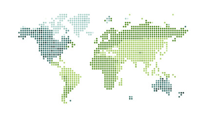 Fototapeta premium Pixelated world map, shades of green