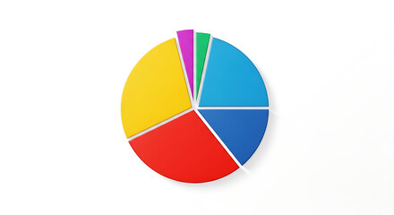 A colorful pie chart with various segments isolated on a white background in a studio shot view ai generated