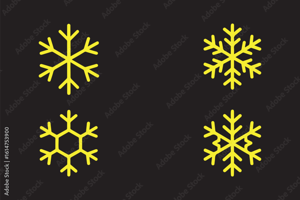 Wall mural set of snow lines icon. christmas snowflake icons isolated. snowflake icon outline style. set of sno