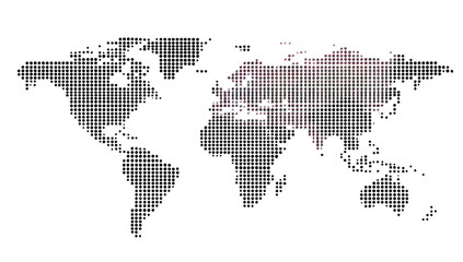 World map with highlighted region