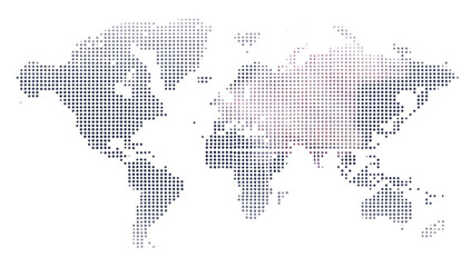 World map with pixelated regions