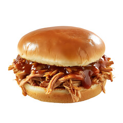 Pulled Pork Sandwich with Barbecue Sauce on a Brioche Bun