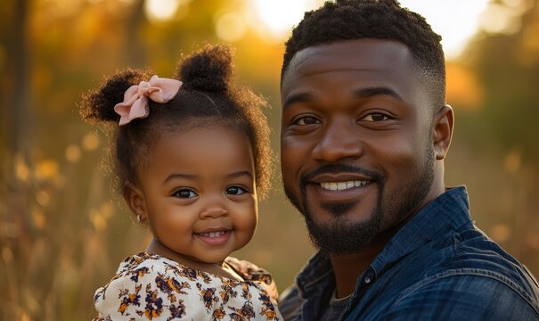 Black African American father and child, dad and daughter bonding, showcasing the importance of family love and affection, with a focus on inclusivity and connection, Generative AI