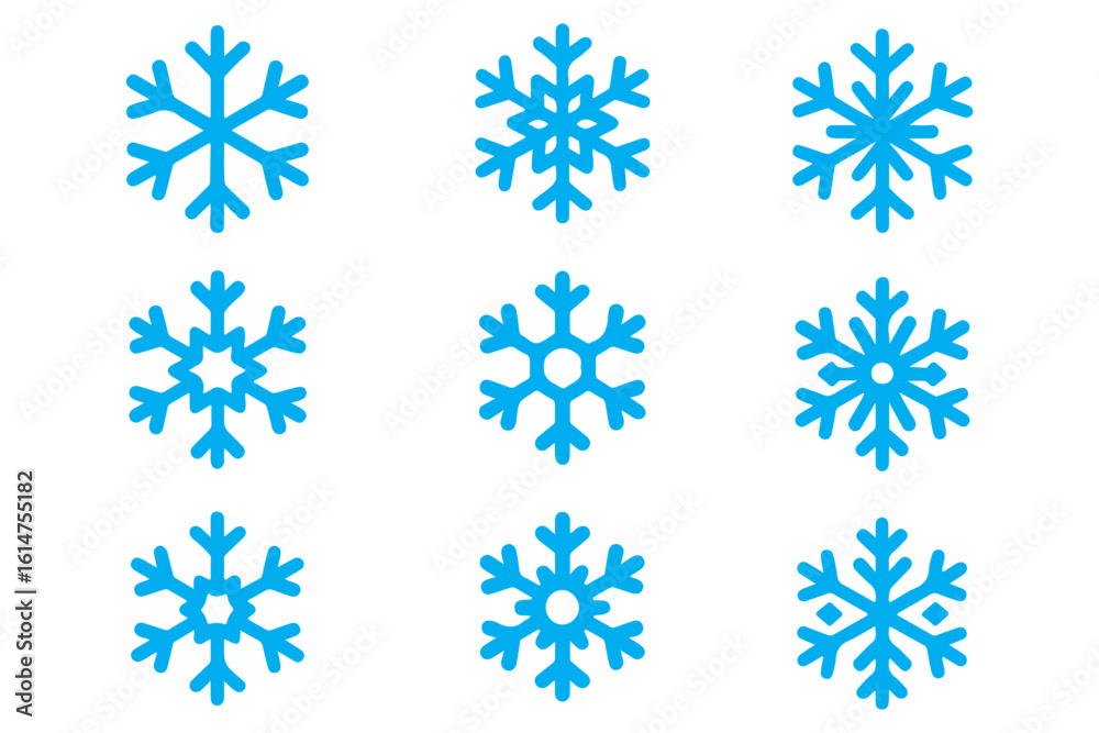 Wall mural set of snow lines icon. christmas snowflake icons isolated. snowflake icon outline style. set of sno