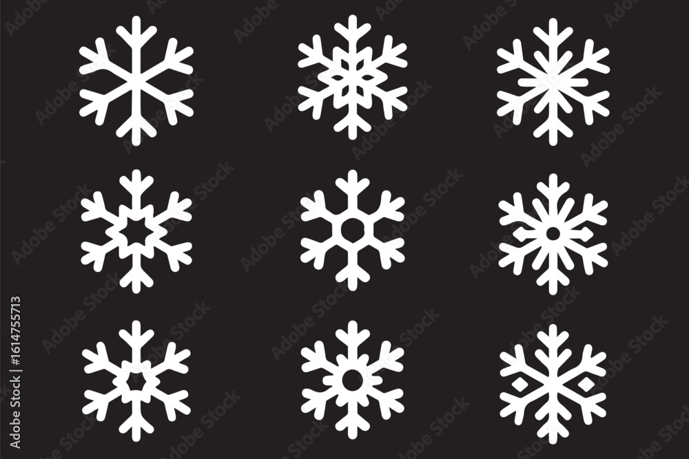 Wall mural set of snow lines icon. christmas snowflake icons isolated. snowflake icon outline style. set of sno