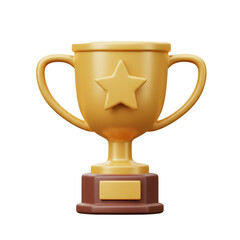 A gleaming golden trophy featuring a prominent star emblem stands as a vibrant symbol of victory and outstanding achievement.