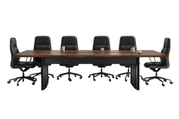 Conference table with black chairs