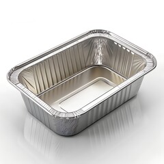  Empty Disposable Aluminum Foil Tray on White Background