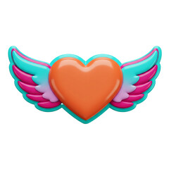 A vibrant cartoon heart with layered wings radiates joy and affection perfect for expressing love and celebrating happiness in a colorful design.