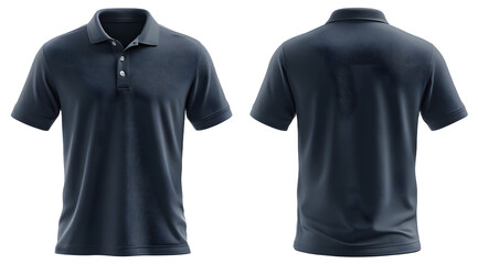 Navy blue polo shirt mockup front and back view