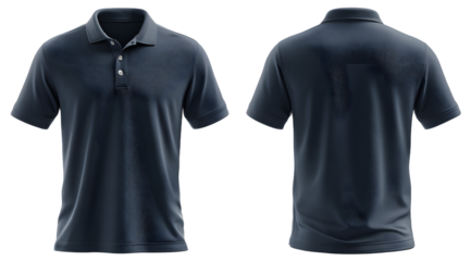 Navy blue polo shirt mockup front and back view