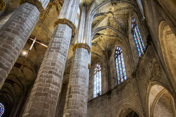 Fototapeta premium Barcelona. Catalonia. Spain. The church of Santa Maria del Mar, Saint Mary of the sea