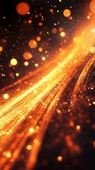 Glowing Particles Abstract Background in Warm Orange Tones
