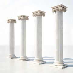 Set of Ancient Greek Columns in a Row – Classical Architecture Elements

