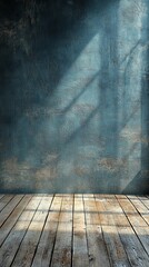 Sunlight Streaming Into a Room with Textured Wall and Wood Floor
