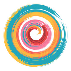 Vibrant Abstract Circular Design with Brushstroke Texture and Bold Colors creating a Swirling Pattern for Graphic Elements and Backgrounds