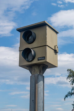 Obertshausen, Germany - July 13, 2025: Traffipax Germany speed camera.