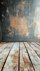 Rustic Wooden Floor and Weathered Wall Creates an Aged Texture Background