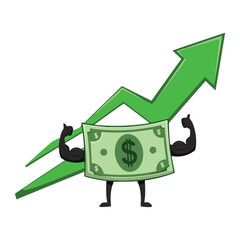 green growth arrow with powerful dollar