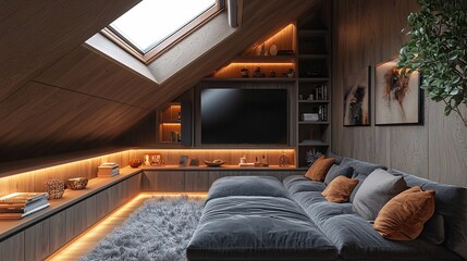 Cozy and comfortable sitting area in the attic