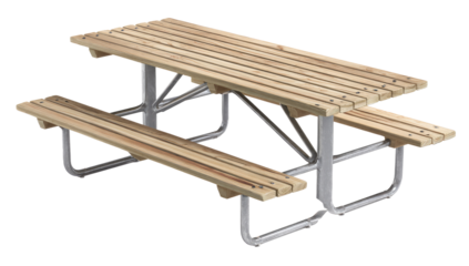 Wooden picnic table with metal frame (1)
