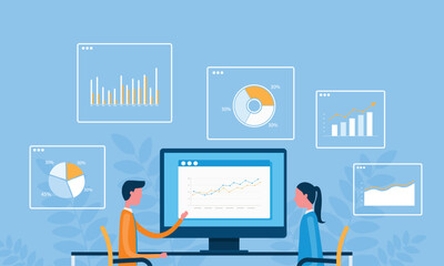 Fototapeta na wymiar business data analytics design. people marketing team working. business finance investment concept. report graph dashboard information. 