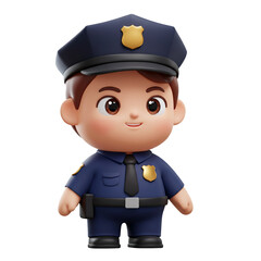 Fototapeta premium A charming rendered character portrays a friendly law enforcement officer in a neat uniform.