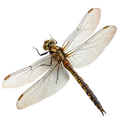 A whole single dragonfly isolated on a transparent background