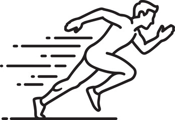  Line Art Running Human with Motion Streaks &ndash; Speed and Movement Vector.