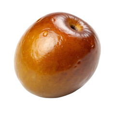 A whole single jujube fruit isolated on a transparent background