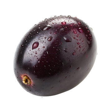 A whole single jamun fruit isolated on a transparent background