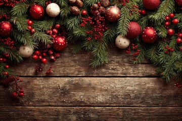 Rustic Christmas Decor: Wood, Berries, Ornaments