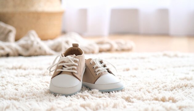 Children's Shoes on Carpet for Son and Daughter Day