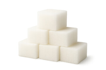 Sugar cubes forming a pyramid on transparent background