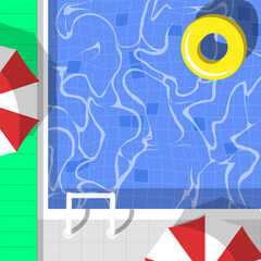 top view of summer swimming pool background